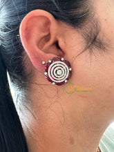 Maroon American Diamond Stud -Concentrics -G6653